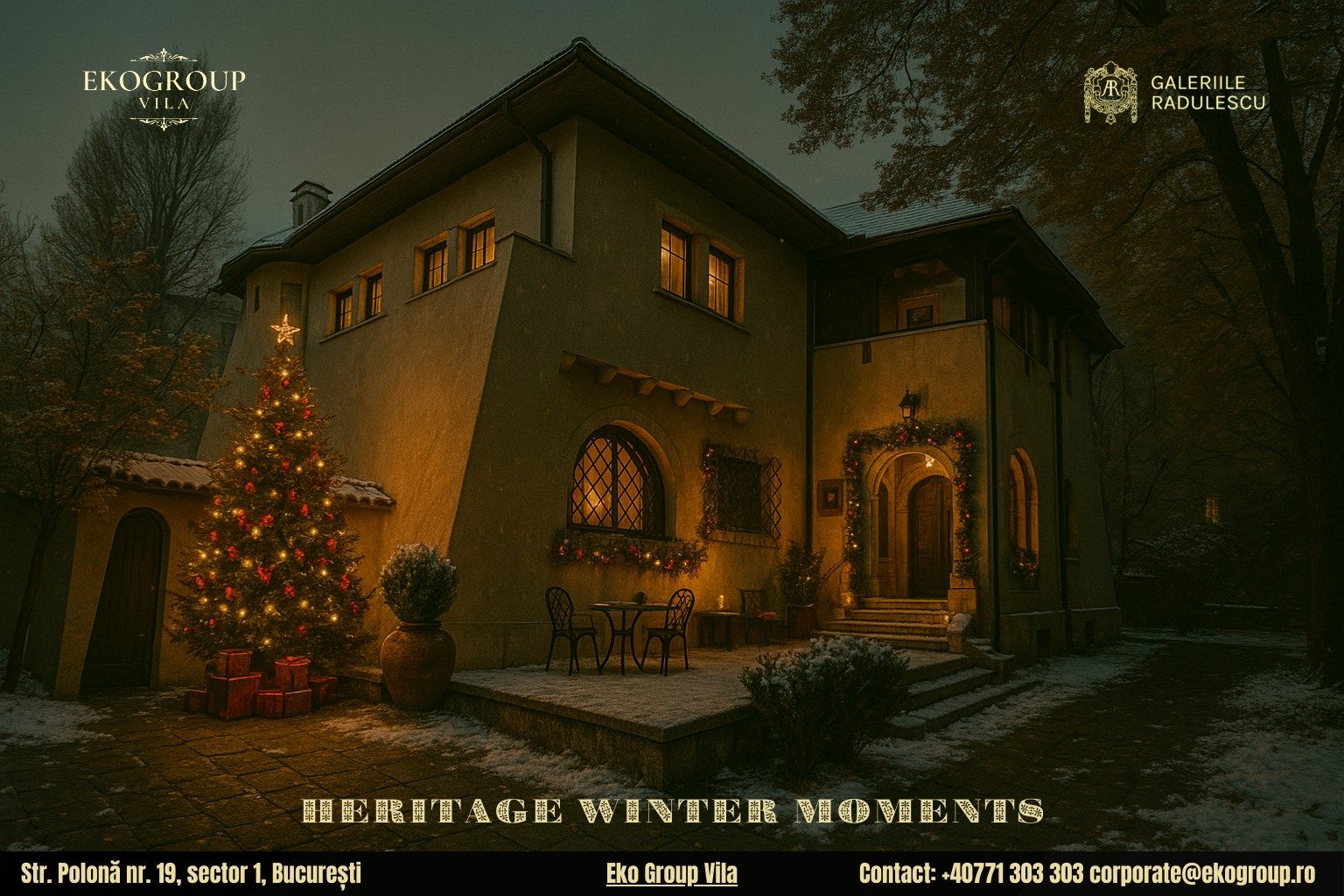 Poveste de Crăciun în lumina anilor ’30: magia sărbătorilor la fosta Casă Tătărăscu, astăzi Eko Group Vila 4 Poveste de Crăciun în lumina anilor ’30: magia sărbătorilor la fosta Casă Tătărăscu, astăzi Eko Group Vila